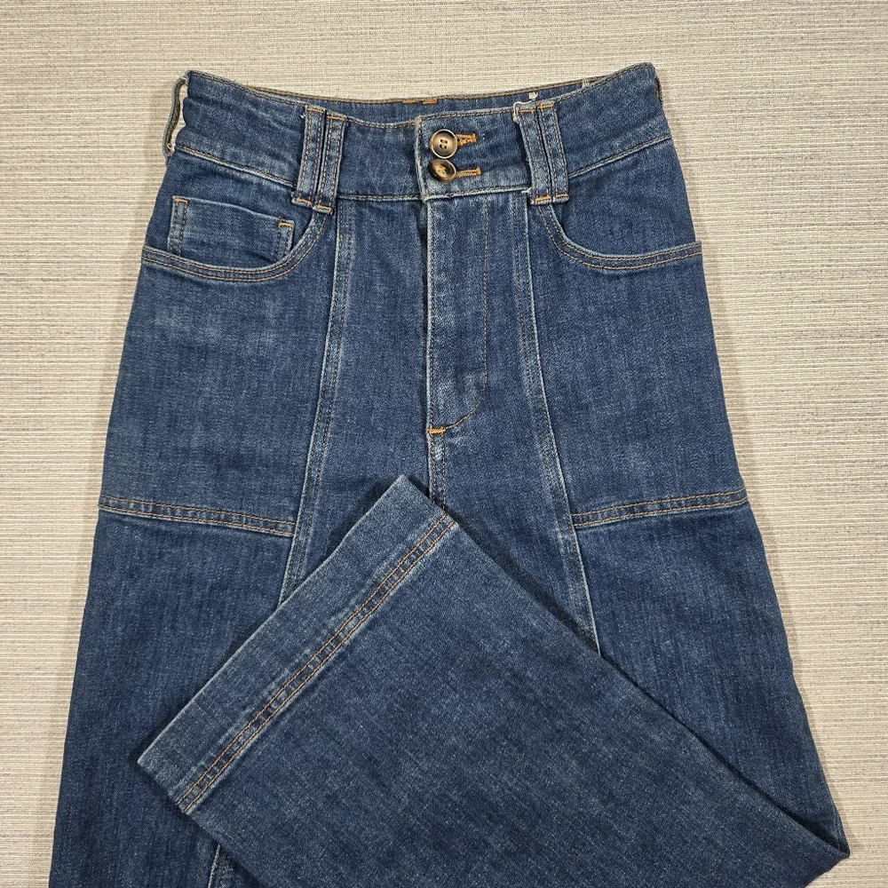 Pilcro High-Waist Cropped Wide-Leg Jeans in Dark Blue - Picture 2 of 10